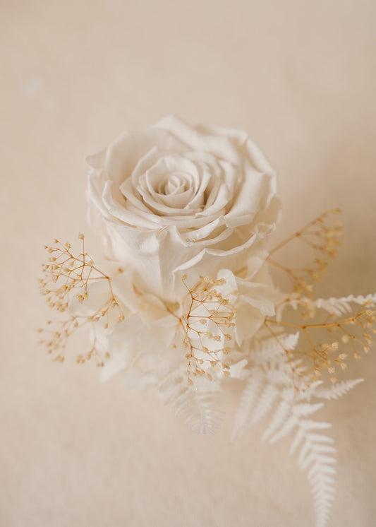 Ivory Preserved Rose Cake Topper