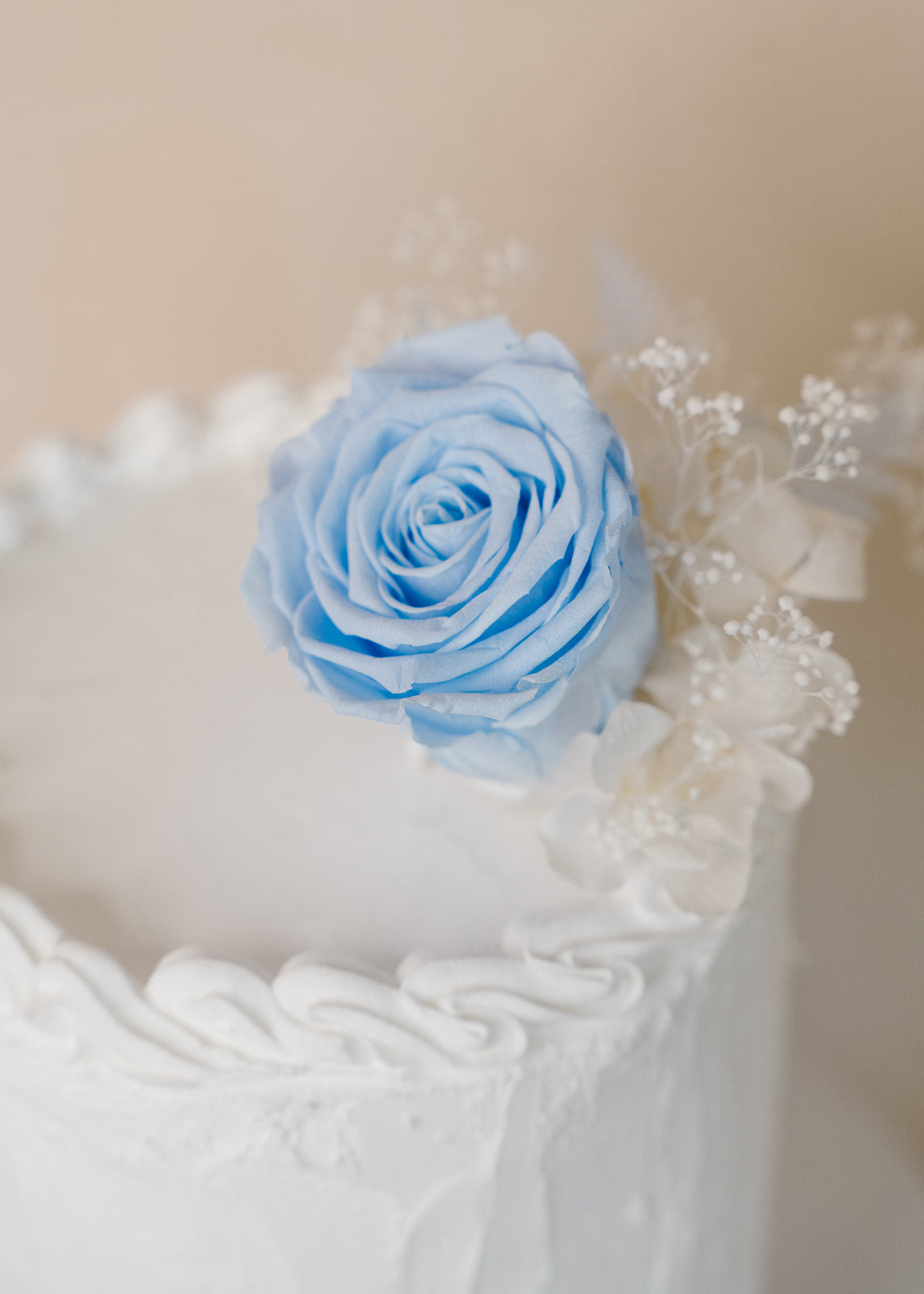 Blue Preserved Rose Cake Topper